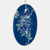 ブルーフラワータトゥー セラミックオーナメント (右)