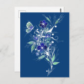 ブルーフラワータトゥー ポストカード (正面/裏面)