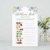 ブルーフラワーチャイルドブック絵文字ベビーシャワーゲーム (スタンド正面)