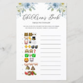 ブルーフラワーチャイルドブック絵文字ベビーシャワーゲーム (正面)