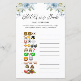 ブルーフラワーチャイルドブック絵文字ベビーシャワーゲーム