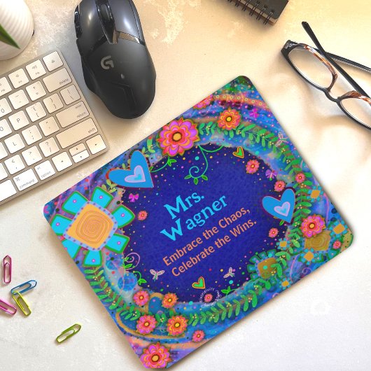 ブルーフラワードラゴンフライ明るいカスタマイズ先生 マウスパッド