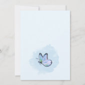 ブルーフラワーバタフライウォーターカラーベビーシャワー 招待状 (裏面)