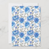 ブルーフラワーバブル&ブライトカップルのシャワー 招待状 (裏面)