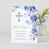ブルーフラワーバプテスマサンキューカード 招待状 (スタンド正面)
