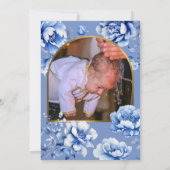 ブルーフラワーバプテスマサンキューカード 招待状 (裏面)