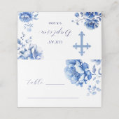 ブルーフラワーバプテスマ折り畳み座席表 プレイスカード (外部開封)