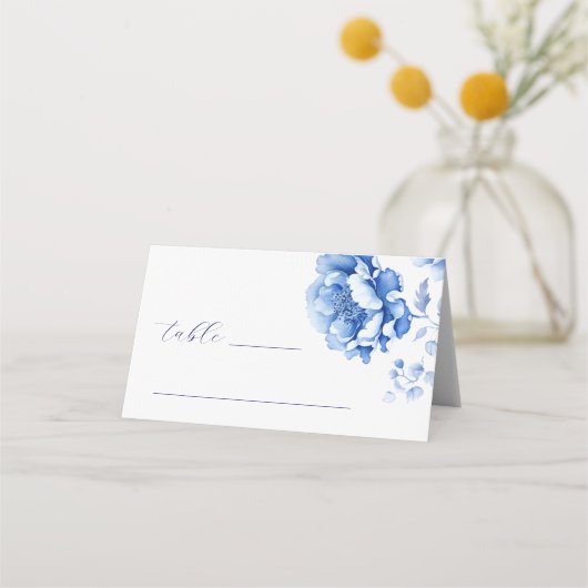 ブルーフラワーバプテスマ折り畳み座席表 プレイスカード (正面)
