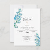 ブルーフラワーバプテスマ招待状 招待状 (正面)
