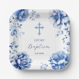 ブルーフラワーバプテスマ ペーパープレート