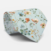 ブルーフラワーパターンコテージコアワイルドフラワー ネクタイ (ロール)