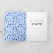 ブルーフラワーパターンハッピー母の日3写真 カード (内部)