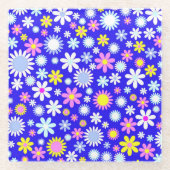 ブルーフラワーパワー ガラスコースター (正面)