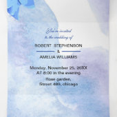 ブルーフラワーパーソナライズされた結婚ズ 三つ折り招待状 (内部中)