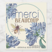 ブルーフラワービーありがとうカスタム ワインラベル (シングルラベル)