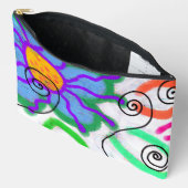 ブルーフラワーファンキー抽象芸術アート化粧品バッグ アクセサリーポーチ (見開き)