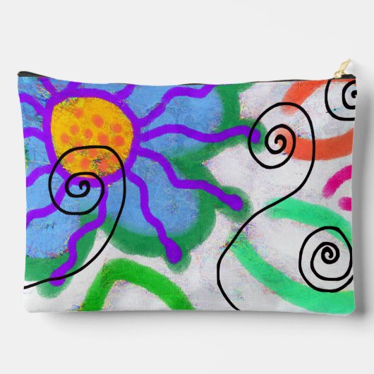 ブルーフラワーファンキー抽象芸術アート化粧品バッグ アクセサリーポーチ (裏面)