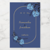 ブルーフラワーファンシーズ結婚ミニボトルワインラベル ワインラベル (シングルラベル)