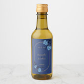 ブルーフラワーファンシーズ結婚ミニボトルワインラベル ワインラベル (正面)