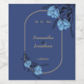 ブルーフラワーファンシーズ結婚ワインラベル ワインラベル (シングルラベル)