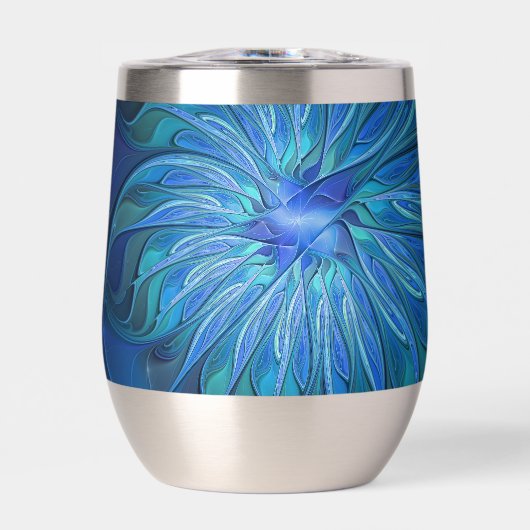 ブルーフラワーファンタジーパターン、抽象芸術フラクタル芸術 (正面)