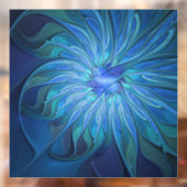 ブルーフラワーファンタジーパターン、抽象芸術フラクタル芸術 ウィンドウサイン (シート2)