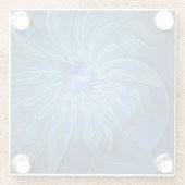 ブルーフラワーファンタジーパターン、抽象芸術フラクタル芸術 ガラスコースター (裏面)