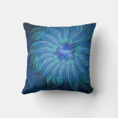 ブルーフラワーファンタジーパターン、抽象芸術フラクタル芸術 クッション (裏面)