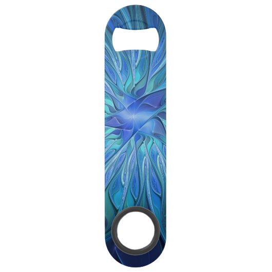 ブルーフラワーファンタジーパターン、抽象芸術フラクタル芸術 スピード栓抜き (正面)