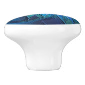 ブルーフラワーファンタジーパターン、抽象芸術フラクタル芸術 セラミックノブ (側面)