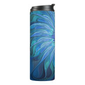 ブルーフラワーファンタジーパターン、抽象芸術フラクタル芸術 タンブラー (回転左)