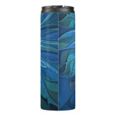 ブルーフラワーファンタジーパターン、抽象芸術フラクタル芸術 タンブラー (裏面)