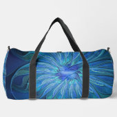 ブルーフラワーファンタジーパターン、抽象芸術フラクタル芸術 ダッフルバッグ (正面)