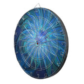 ブルーフラワーファンタジーパターン、抽象芸術フラクタル芸術 ダーツボード (正面右)