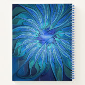 ブルーフラワーファンタジーパターン、抽象芸術フラクタル芸術 ノートブック (裏面)