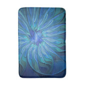 ブルーフラワーファンタジーパターン、抽象芸術フラクタル芸術 バスマット (正面縦)