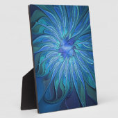 ブルーフラワーファンタジーパターン、抽象芸術フラクタル芸術 フォトプラーク (側面)