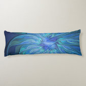 ブルーフラワーファンタジーパターン、抽象芸術フラクタル芸術 ボディピロー (裏面)