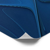 ブルーフラワーファンタジーパターン、抽象芸術フラクタル芸術 ポスター (角)