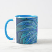ブルーフラワーファンタジーパターン、抽象芸術フラクタル芸術 マグカップ (左)