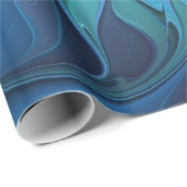 ブルーフラワーファンタジーパターン、抽象芸術フラクタル芸術 ラッピングペーパー (ロールコーナー)