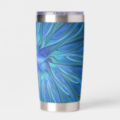 ブルーフラワーファンタジーパターン、抽象芸術フラクタル芸術 保温保冷タンブラー (背面)