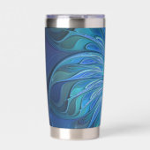 ブルーフラワーファンタジーパターン、抽象芸術フラクタル芸術 保温保冷タンブラー (正面)