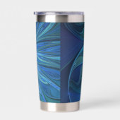 ブルーフラワーファンタジーパターン、抽象芸術フラクタル芸術 保温保冷タンブラー (右面)