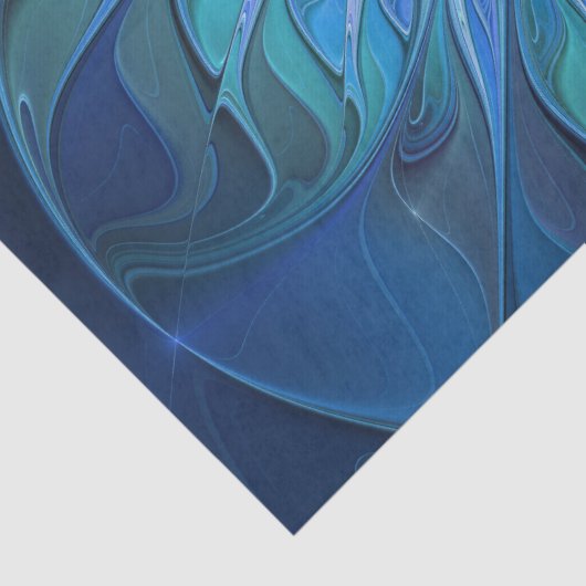 ブルーフラワーファンタジーパターン、抽象芸術フラクタル芸術 薄葉紙 (詳細)