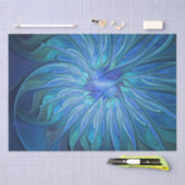 ブルーフラワーファンタジーパターン、抽象芸術フラクタル芸術 薄葉紙 (クラフト)