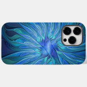 ブルーフラワーファンタジーパターン、抽象芸術フラクタル芸術 Case-Mate iPhoneケース (裏面 (横))