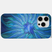 ブルーフラワーファンタジーパターン、抽象芸術フラクタル芸術 Case-Mate iPhoneケース (裏面 (横))