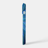 ブルーフラワーファンタジーパターン、抽象芸術フラクタル芸術 iPhone 15ケース (左側面)