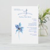 ブルーフラワーファーストホーリーコミュニオン招待状 招待状 (スタンド正面)